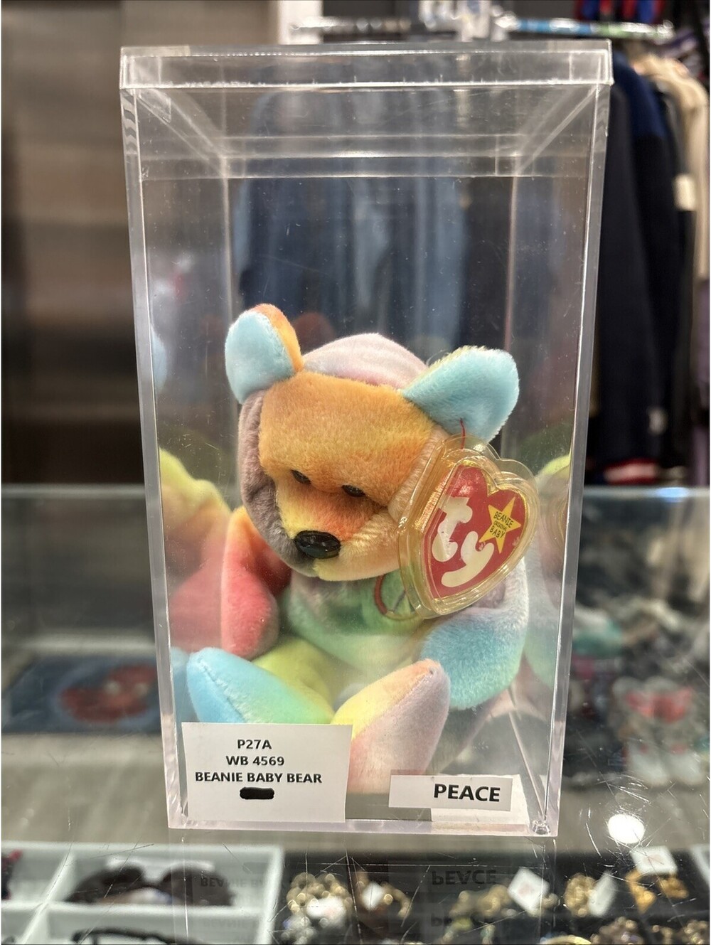 Ty Beanie Baby With Tags : Peace Bear 1996 - Multicolor